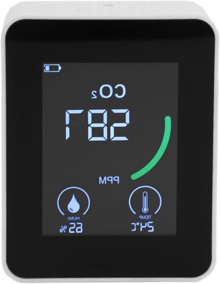 Luchtkwaliteitsmeter - CO2-meter Hygrometer - Binnenshuis Luchtkwaliteit - NDIR Infrarood Sensor - Realtime Detectie - Wit