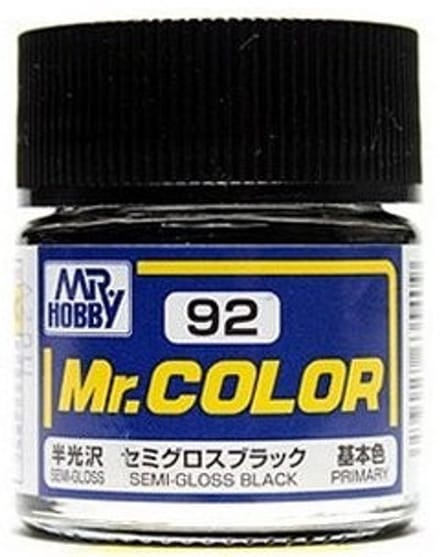Gunze Mr. Hobby C-092 - Mr. Color 10 ml Semi Gloss Black - Lacquer Modelbouwverf