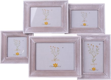 Clayre & Eef Fotolijst 15x10 cm Bruin Wit Hout