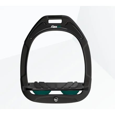 Zwart/zwarte/groene gekantelde grip stijgbeugels Flex-On Green Composite