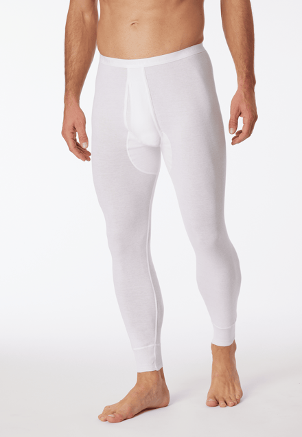Schiesser - 100% Katoen Long John / Lange Onderbroek Wit (met gulp) - L