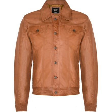 Trucker slim-fit leren overhemd-jeansjack
