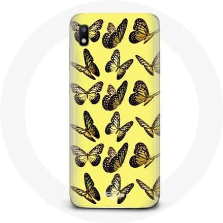 Hoesje voor Samsung Galaxy A10 Vlinders Gele Achtergrond geel