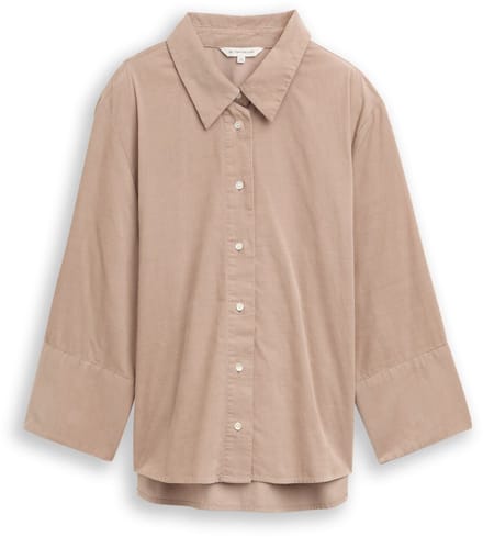Tom Tailor - Losjes vallend corduroy overhemd blouse - Maat 46 - soft taupe grey