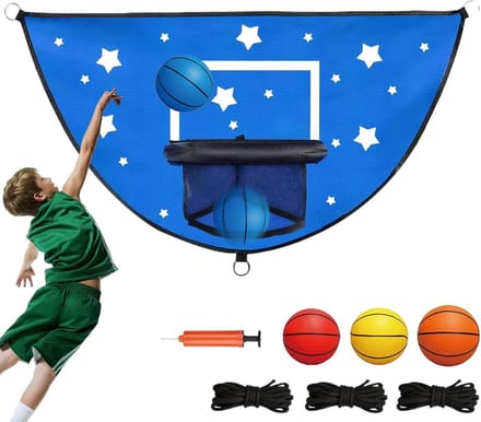 Trampoline Basketbalmand - Dunk Set - Actief Spel Buiten - Verbeterde Veiligheid - 28 x 25 x 5 cm - Blauw