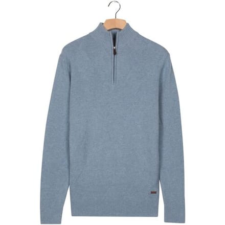 Baileys Trui Half Zip Extra Long Sleeve Front Argyle Jacquard Knit Faded Denim Blue / male