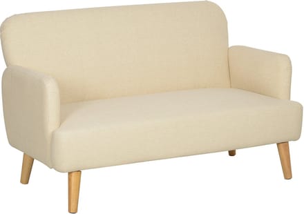 HOMCOM-2 Sitzer Sofa-Samt-130L x 74B x 79H cm-Cremeweiß