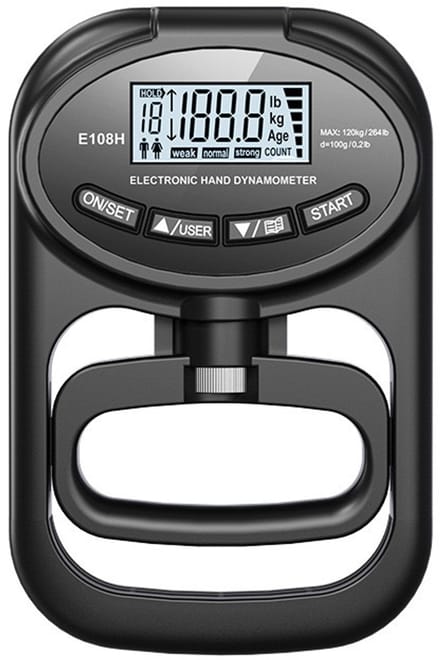 Digitale handkracht meter - Handdynamometer zwart, elektronisch, met USB oplaadkabel