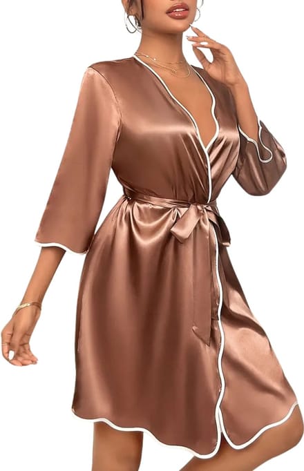Livano Satijnen Badjas Dames - Kimono - Kamerjas - Satijn - Ochtendjas - Pyjama - Maat S