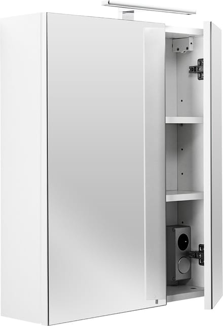 Spiegelkast badkamer met verlichting – 60 cm – met stopcontact – wit