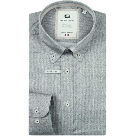Giordano Overhemd Loretto Satin Stretch Micro Herringbone Donker Groen / male