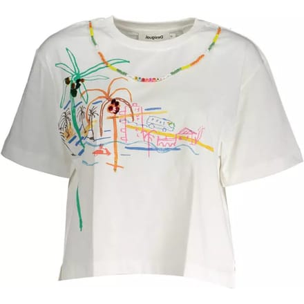 Strandprint T-shirt Korte Mouwen Ronde Hals