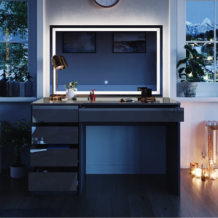 Vicco Sherry Kaptafel met licht – 120 cm met LED-spiegel Antraciet