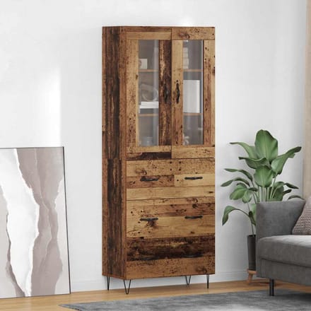 vidaXL - Highboard - Oud - Hout - 69,5 - x - 34 - x - 90 - cm - Bewerkt - hout