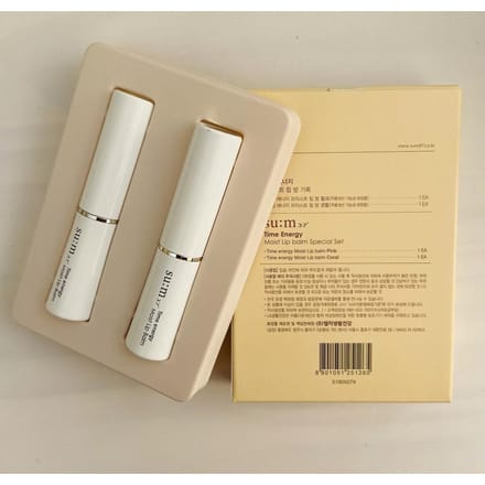 zo:m37 Tijd Energie Vochtig Lippenbalsem Speciale Set 2 items (Roze+Koraal) +WILLEKEURIG CADEAU beige