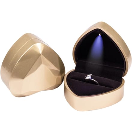 Hartvormig Ringdoosje met LED-licht Display Opberg Sieradendoos Ringzak Verjaardagscadeau goud