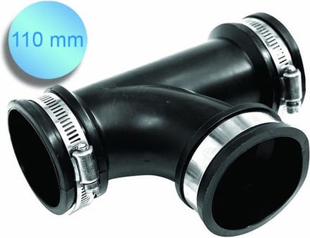 Aquaking Pipeconx Rubberen T stuk 110 mm - Rubber - PVC - Koppeling