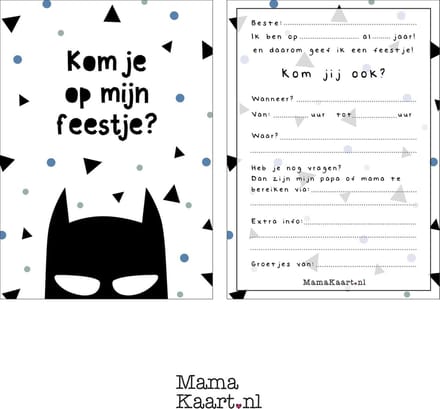 Uitnodigingen feestje - Batman - Super hero - Jongen - MamaKaart.nl