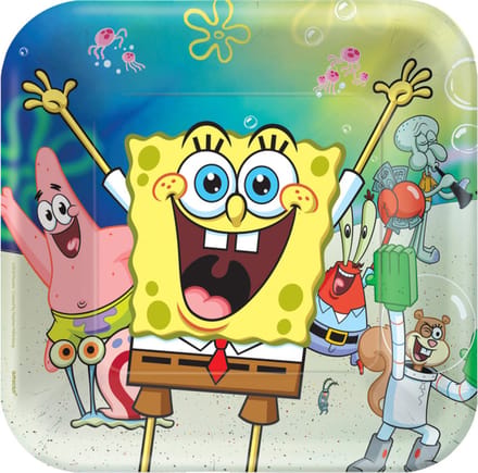 Amscan - SpongeBob Borden (8 stuks) - 23 x 23 cm