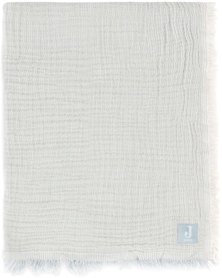 Jollein Deken Wieg 75x100cm Fringe Stripe Sea Green/Ivory GOTS