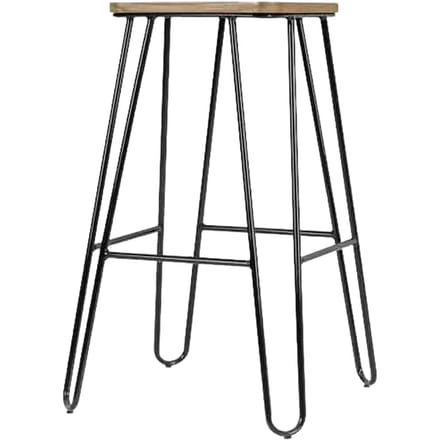 Legend Wire metalen barkruk zwart - met houten zitting - 65 cm