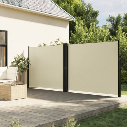 vidaXL - Windscherm - uittrekbaar - 160x600 - cm - crèmekleurig