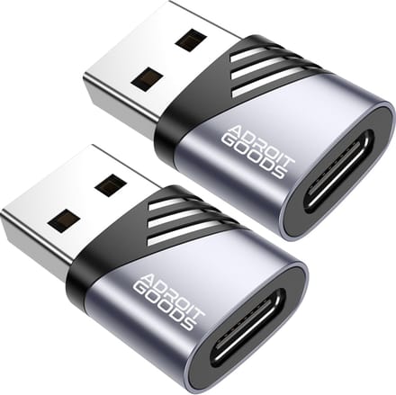 AdroitGoods 2x USB-A naar USB-C Adapter - USB 2.0 - Converter - Aluminium Grijs