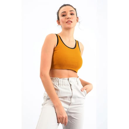 Geribbelde Mouwloze Crop Top