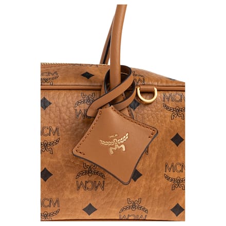 MCM Aren Letter Logo Reliëf Leer Schoudertas Klein Dames schoudertas Cognac MWSGSTA02CO001 Basic Set (Bag+Dust Bag) brown