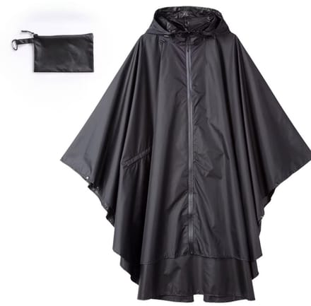 RAMBUX® Poncho - Waterdicht Regenpak - Regenjas met Capuchon - Zwart - One Size