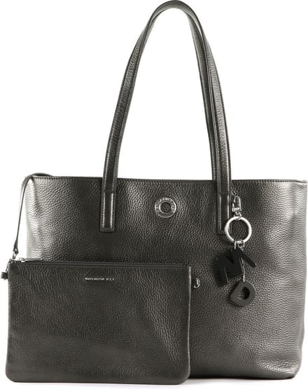 MANDARINA DUCK Leren Schoudertas Mellow Lux Shopper Graphite Donkergrijs