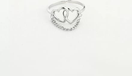 Bijoutheek Ring (Sieraad) 2 Hartjes En Ketting Silver