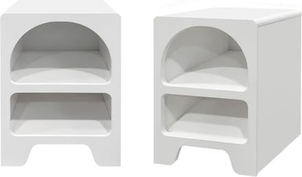 sweeek - Wit organisch nachtkastje met houteffect, 2 opbergvakken (set van 2)