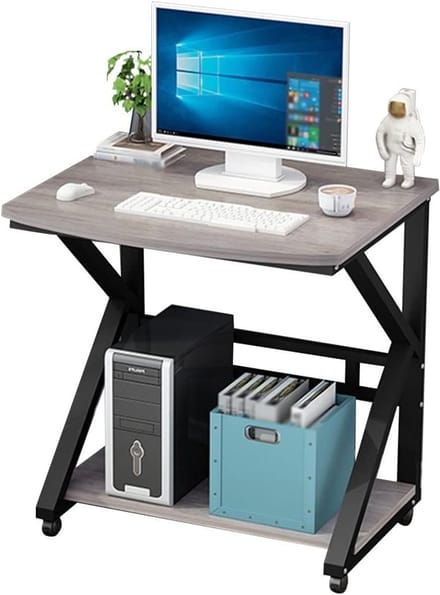 Mobiel Computerbureau - Tafel op wieltjes - Thuiswerken Flexibel - 360° Universeel - 60x55x74cm - Eiken