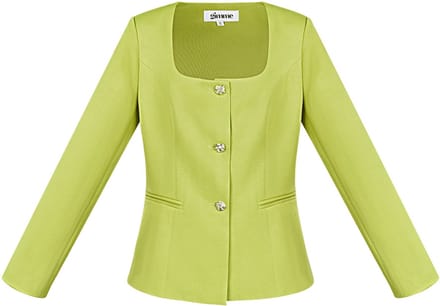 Elegante Polyester Vrouwen Jas met Rechthoekige Halslijn - Groen - Maat S