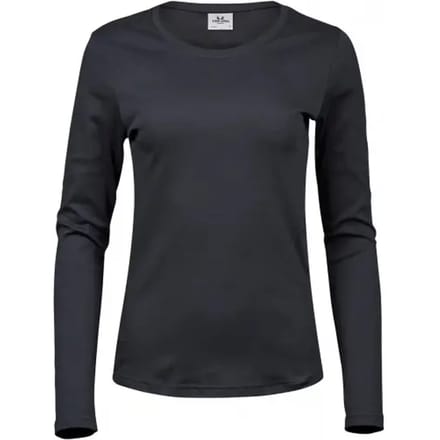 Tee Jays - Dames Interlock T-shirt lange mouwen - Dark Grey (Solid) maat S
