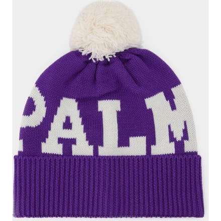 Pompon muts met wit en paars logo