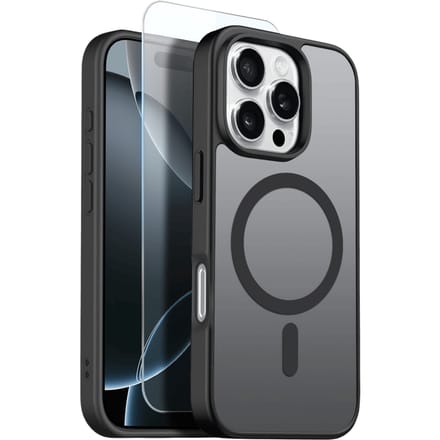 Northjo 2-in-1 iPhone 16 Pro Max Hoesje – Shockproof, MagSafe + Screenprotector Zwart
