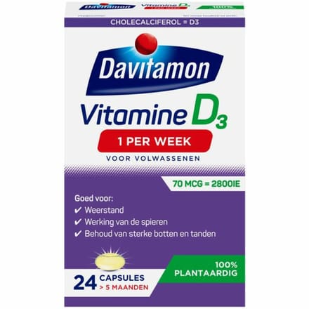 Davitamon - Vitamine D Vegan 1 Per Week - 4 x 24 capsules - Voordeelverpakking
