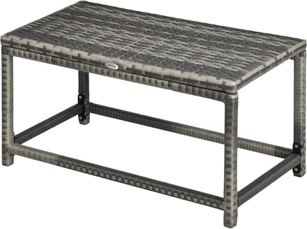 Buitentafel Rotan - Tuin bijzettafel - Buiten Genieten - Stevig Stalen Frame - 80 x 40 cm - Gemengd Grijs