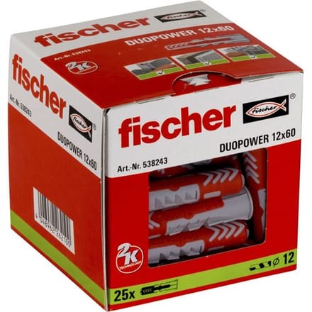 Fischer Universele Plug Duopower Nylon - Diam. 12x60mm - 25 Stuks