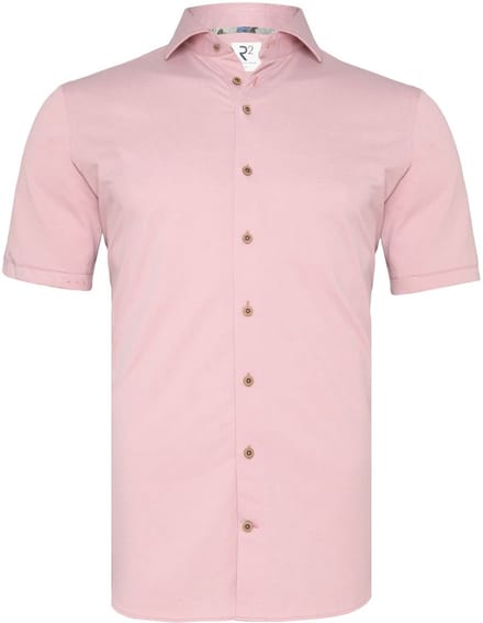 R2 Japanese Knitted Short Sleeve Overhemd Roze - Maat 3XL - Heren - Overhemden Formeel