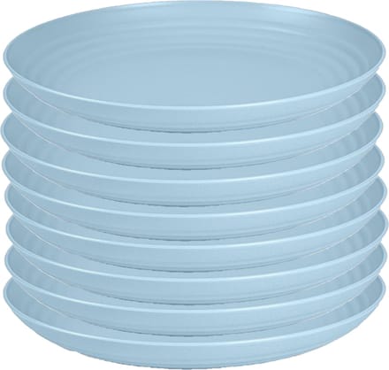 PlasticForte Rond bord/camping bord - 8x - D22 cm - ijsblauw - kunststof