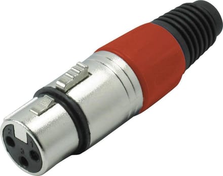 XLR 3-pins (v) connector met plastic trekontlasting - grijs/rood