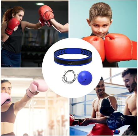 Boks Reflexbal - Reactiebal Hoofdband - Hand-Oog Coördinatie Trainen - Aanpasbare Trainingsintensiteit - Verstelbaar - Blauw
