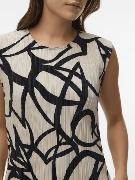Vero Oda Valene Sl O-neck Top Puice Stone Binne Black | Beige | Maat: M