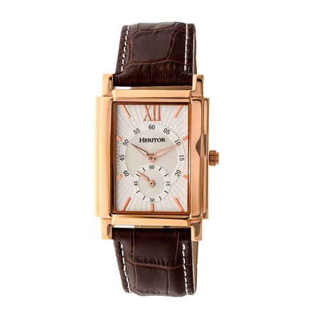 Heritor Automatic Frederick horloge met leren band - roségoud/zilver