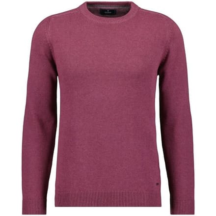 Ragman Trui Knitted Round Neck Garment Wash Rose Wine / male