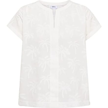 Blouse met hangende schouder en borduursel