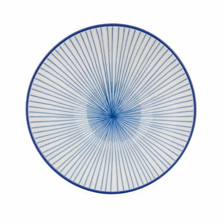 VESSIA Porseleinen kom 16 cm blauw-wit lijnendessin 4-delige